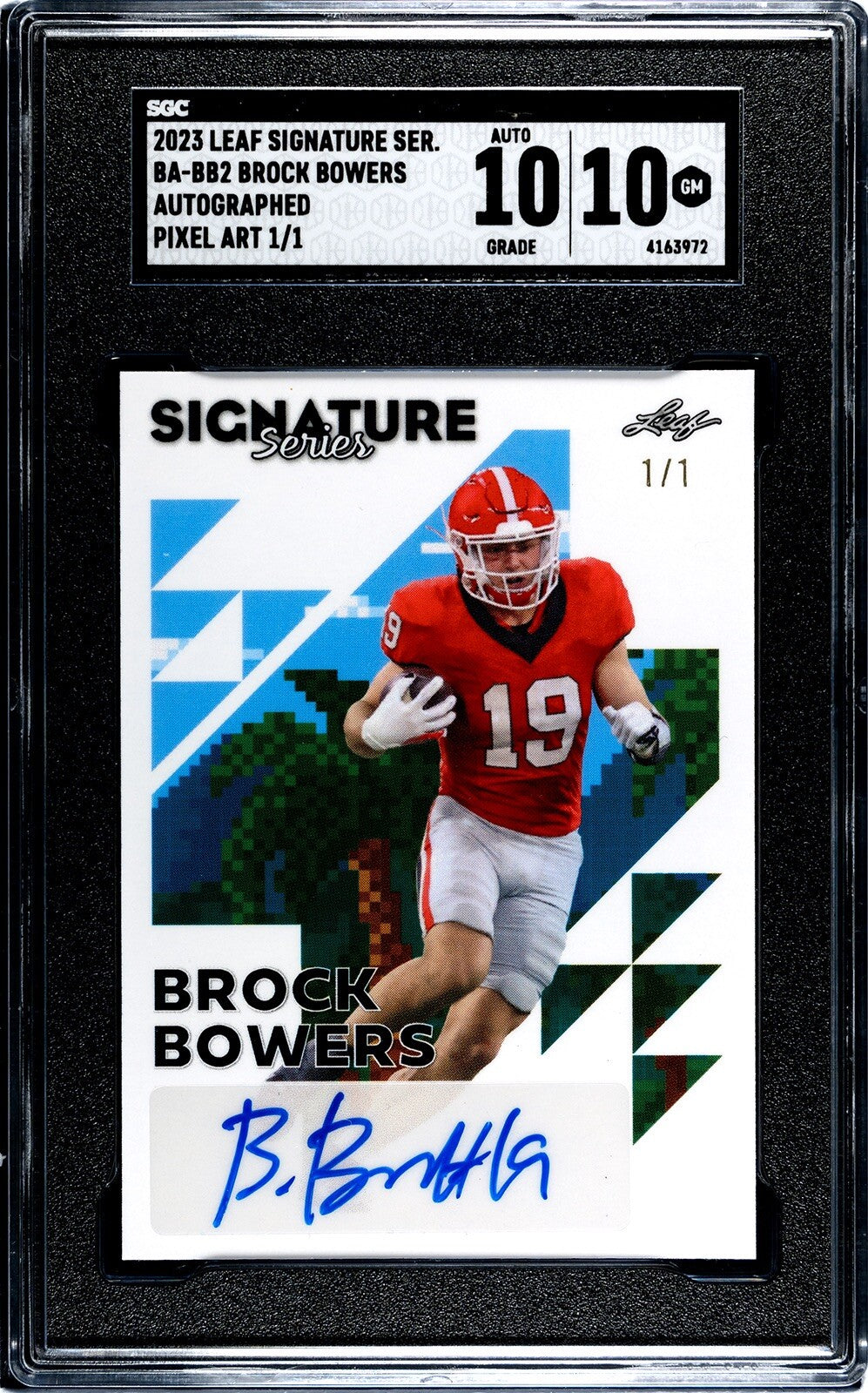 1/1 Brock Bowers RC Auto - 2023 Leaf Signature Series Street Art - UGA - SGC 10!