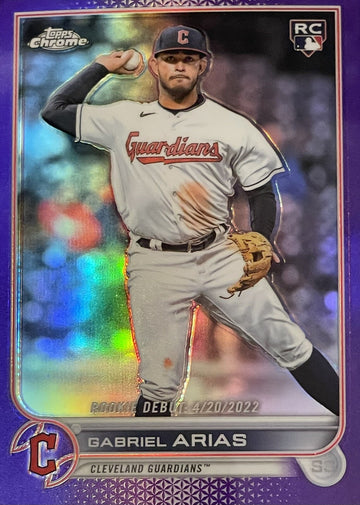 2022 Topps Chrome Update Gabriel Arias Purple Refractor Rookie #USC14 Guardians*