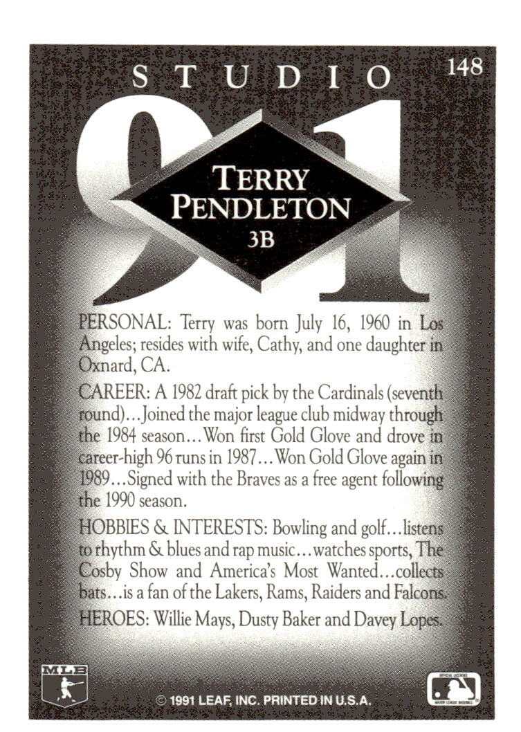 1991 Studio 148 Terry Pendleton 1991 Studio 148 Terry Pendleton