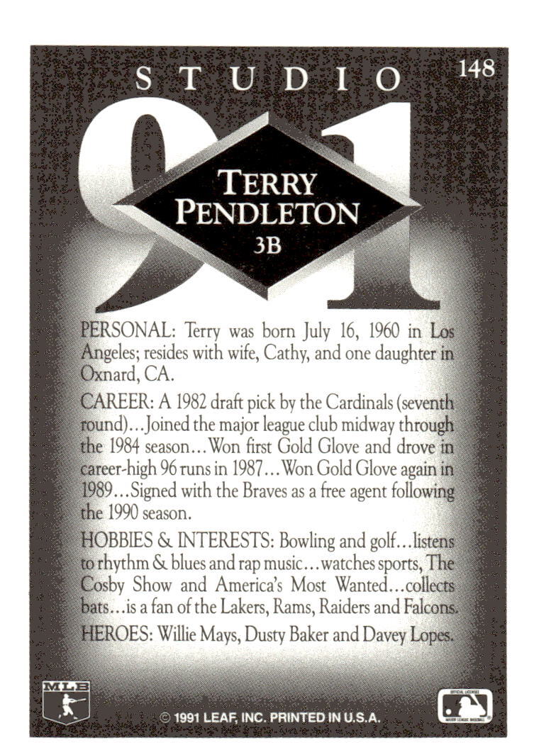1991 Studio #148 Terry Pendleton