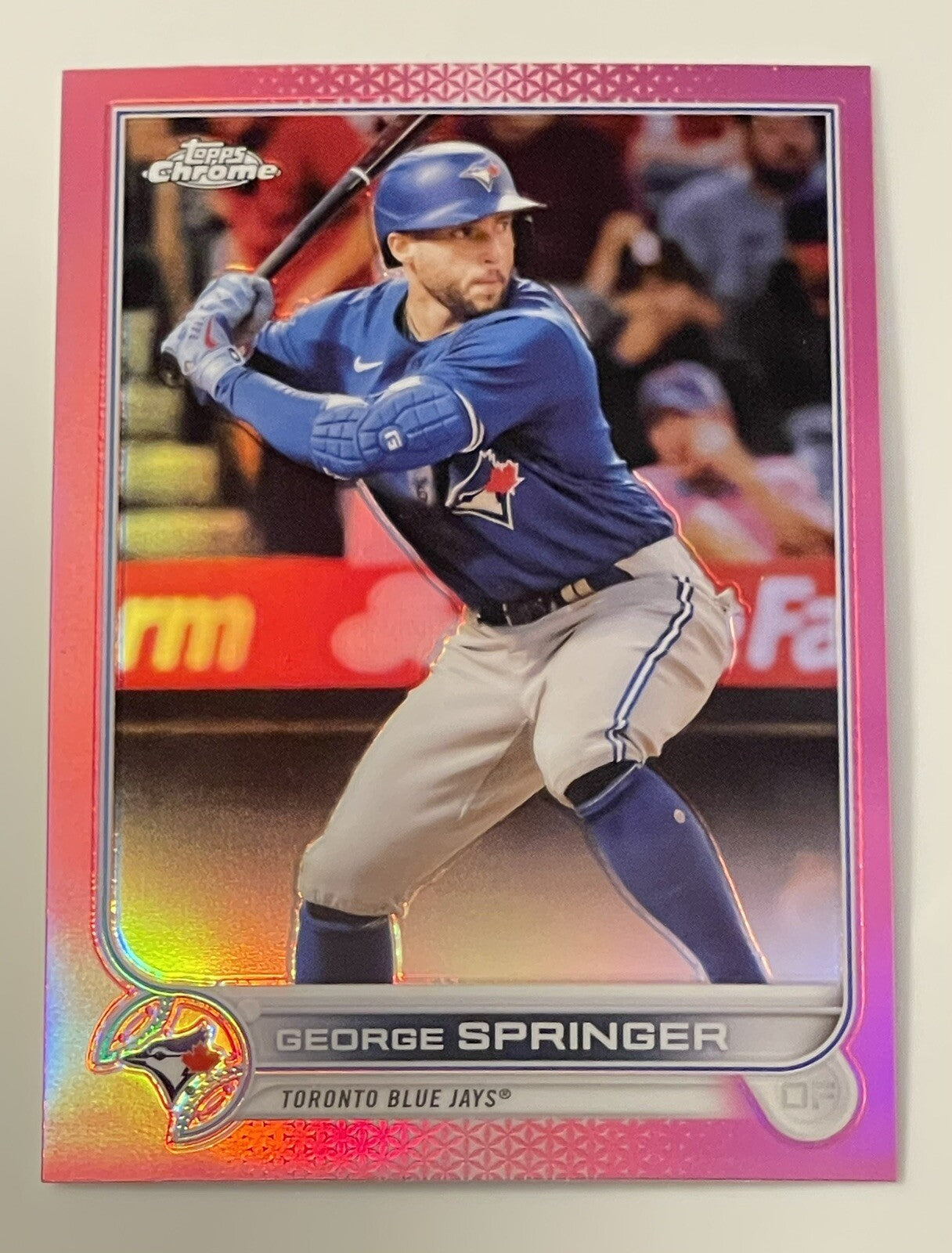2022 Topps Chrome Pink Refractor #214 George Springer Blue Jays MINT!