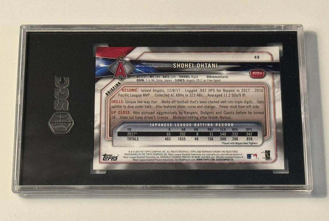 SGC 9 graded 2018 Bowman Shohei Ohtani rookie card #49 LA Angels pitching