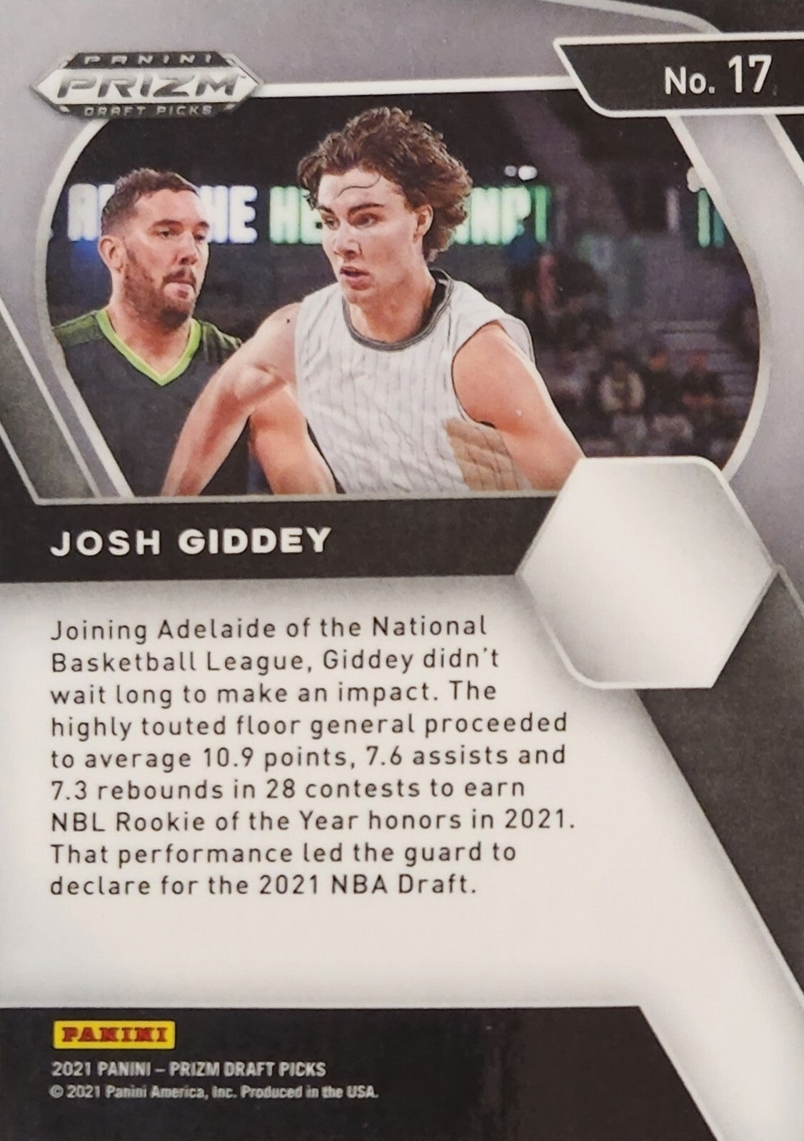 2021-22 Panini Prizm Draft Picks #17 Josh Giddey RC Silver Prizm OKC Thunder