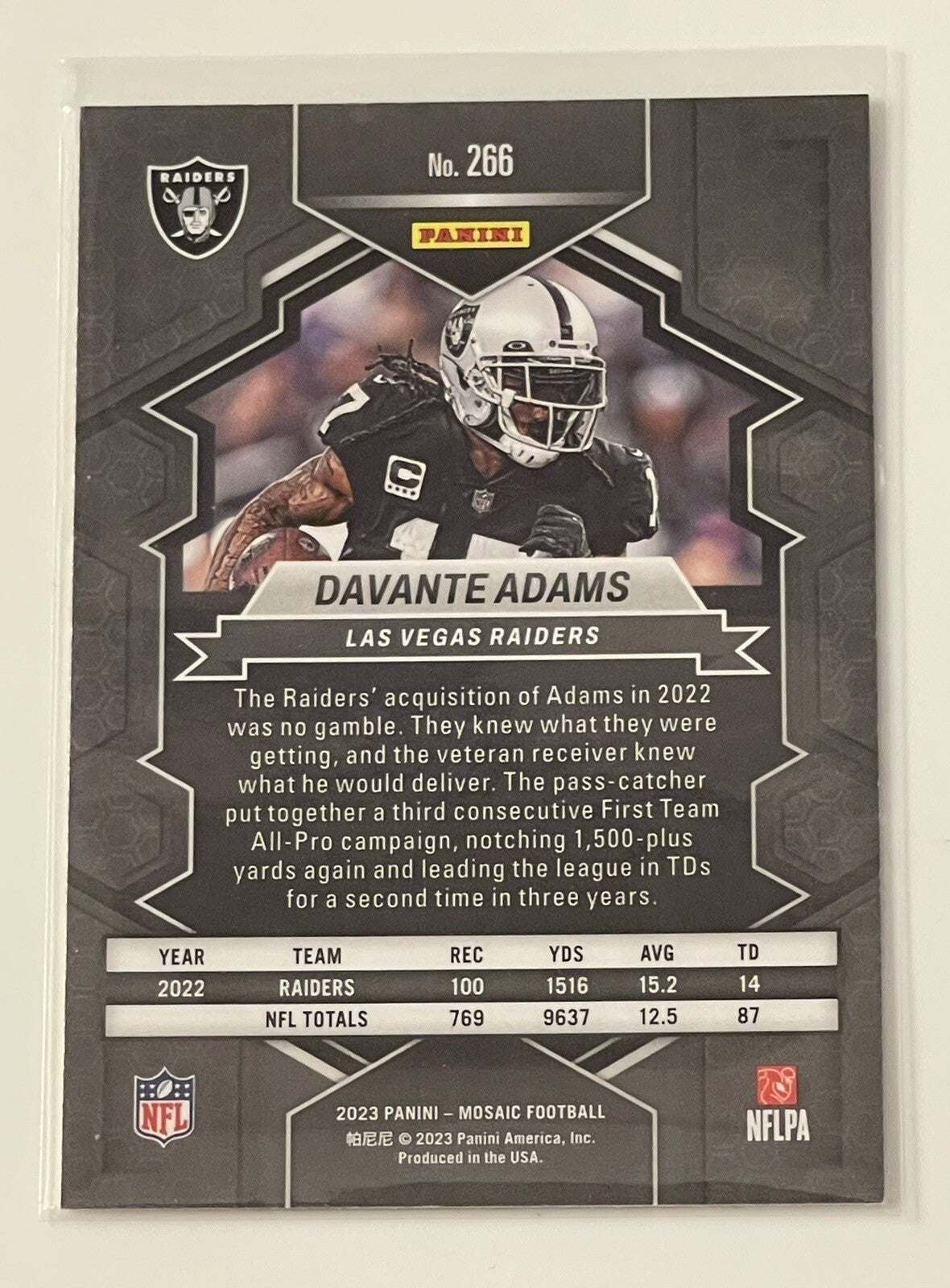 2023 Panini Mosaic National Pride Davante Adams Football card 266 NFL LV Raiders