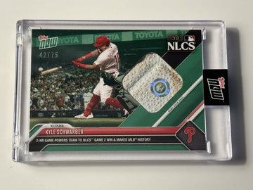 2023 Topps Now Kyle Schwarber Game-used Base Relic baseball card #1012B in protective case