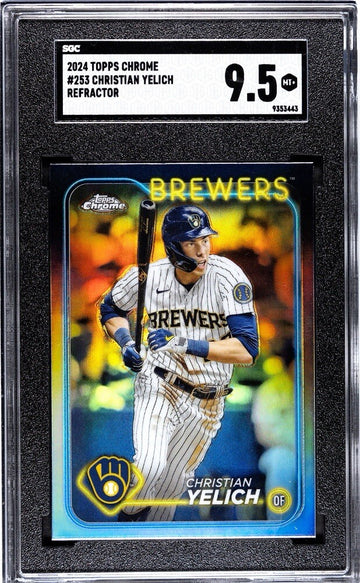 2024 Topps Chrome Christian Yelich Refractor MLB Milwaukee Brewers 253 - SGC 9.5