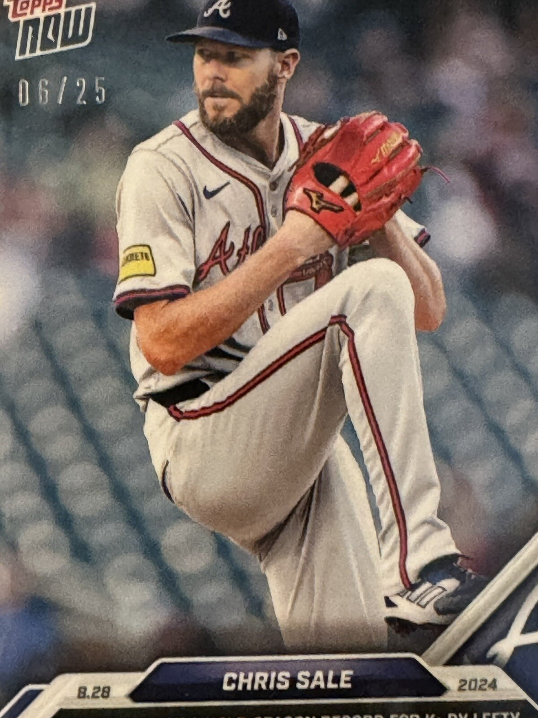 6/25* Chris Sale Braves K Record By Lefty 2024 MLB TOPPS NOW Card 608 Braves CY?