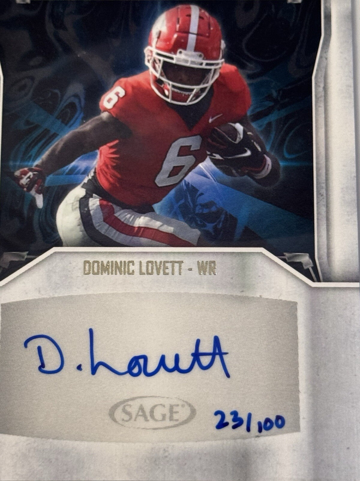 23/100 Dominic Lovett RC Autograph 2024 Sage Low Card #SPA-DL - Georgia Bulldogs