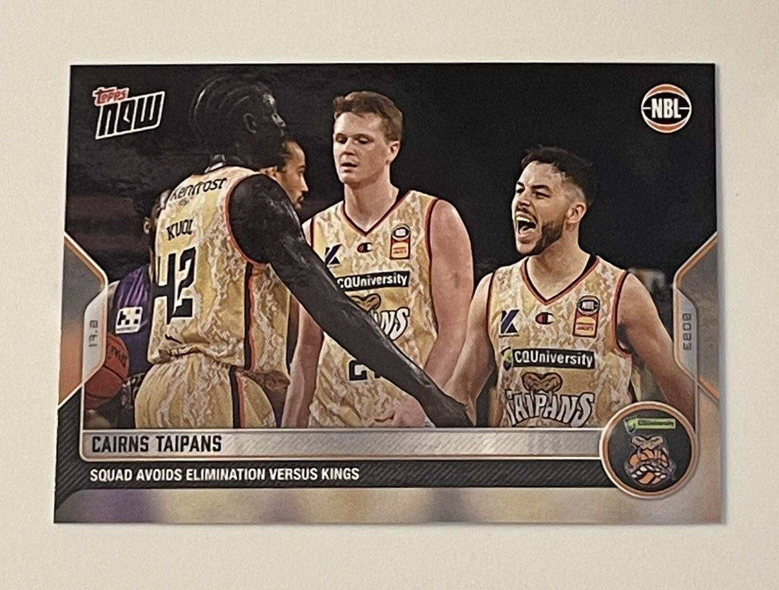 2023 Topps Now NBL Cairns Taipans basketball trading card featuring squad victory versus Kings