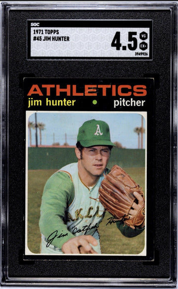 1971 Topps Baseball - Jim “CATFISH” Hunter MLB Athletics HOF* Card #45 - SGC 4.5