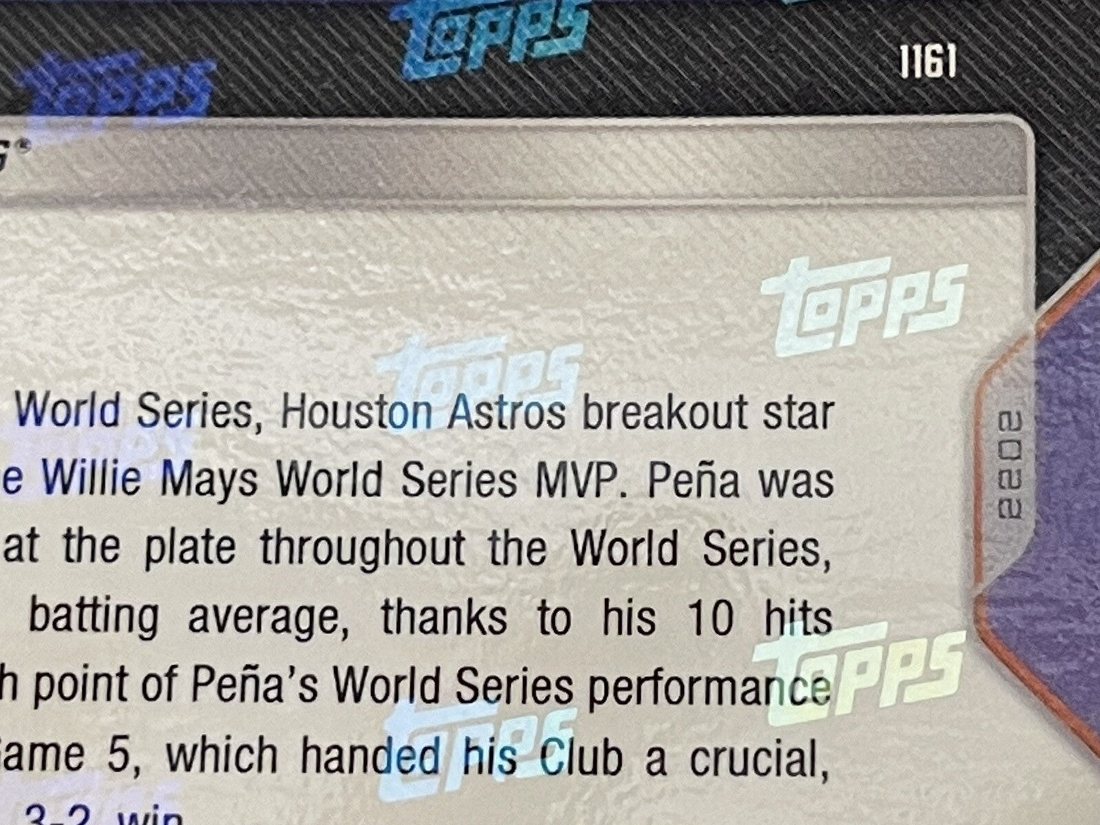 Jeremy Pena 2022 TOPPS NOW 1161 World Series MVP Rookie card Houston Astros