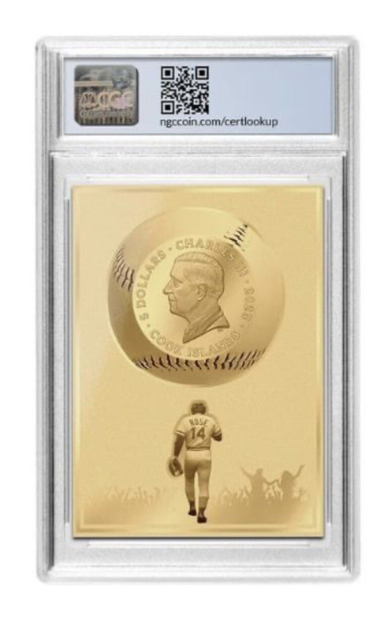 Pete Rose* Legends Serles: - 2023 Cook Islands - Made W/.5 Gram Of Gold Proof 10