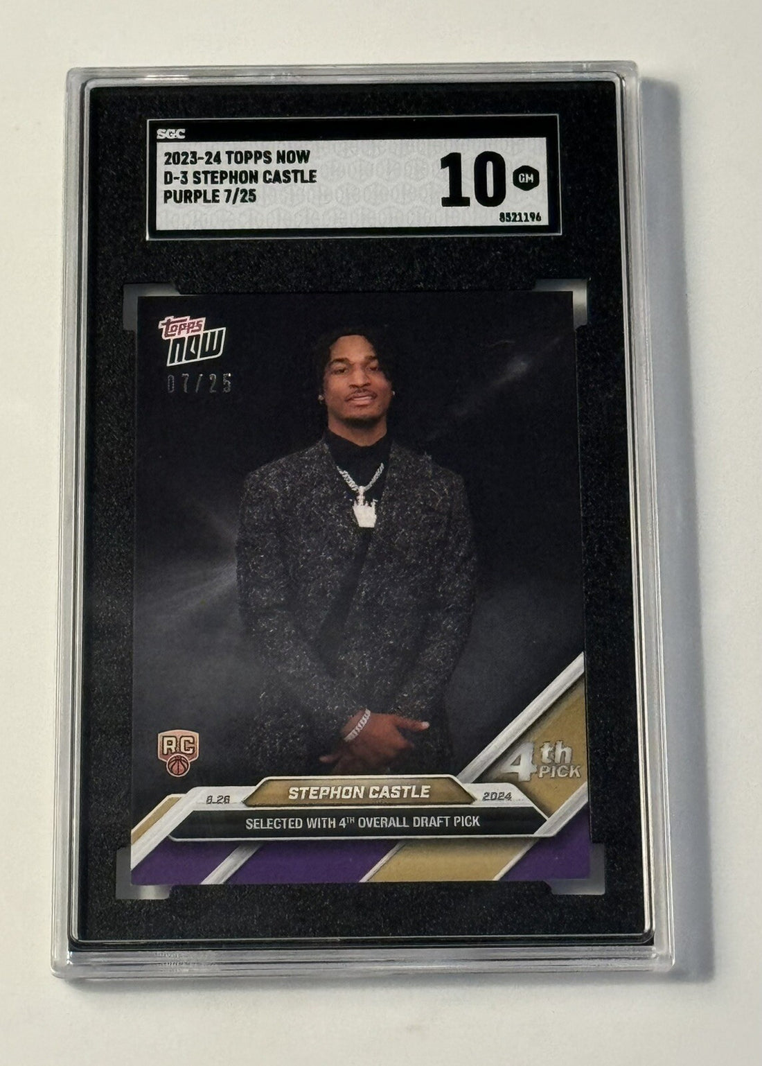 7/25* Stephon Castle 2024 Topps Now NBA #D-3 Draft Night Rookie SA Spurs SGC 10*