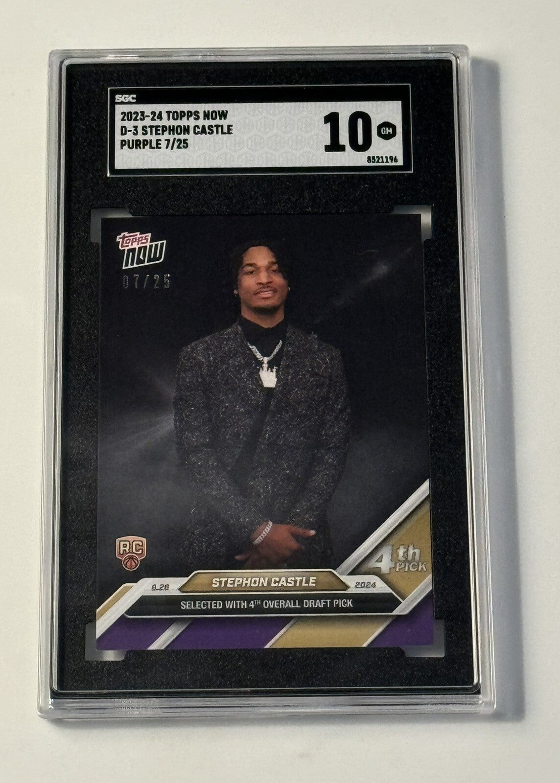 7/25* Stephon Castle 2024 Topps Now NBA #D-3 Draft Night Rookie SA Spurs SGC 10*