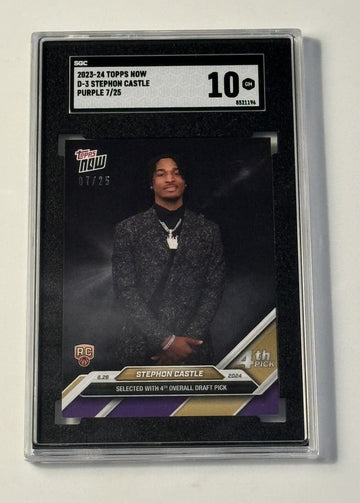 7/25* Stephon Castle 2024 Topps Now NBA #D-3 Draft Night Rookie SA Spurs SGC 10*