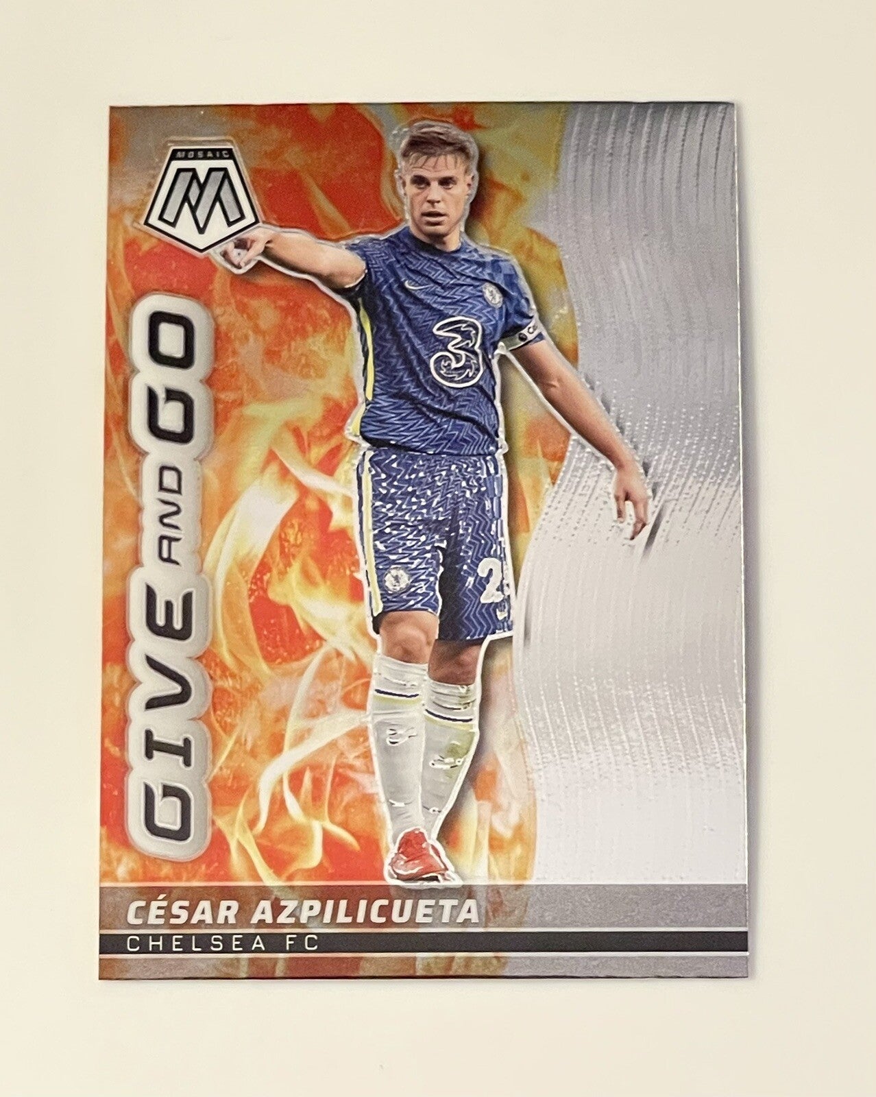 Cesar Azpilicueta 2021-22 Panini Mosaic Give and Go Silver Mosaic Prizm Card #23