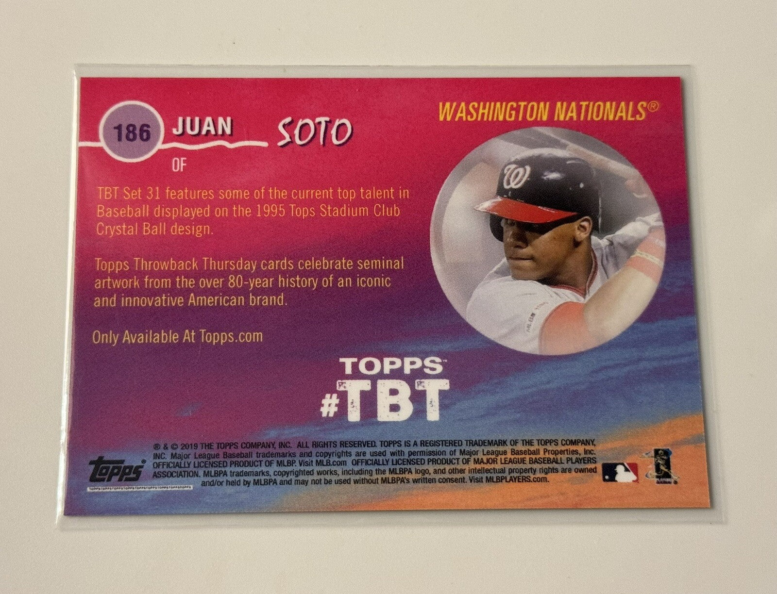 Juan Soto* 2019 TOPPS THROWBACK THURSDAY CRYSTAL BALL MLB Nationals/Yankees #186