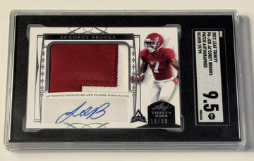 19/99 2022 Leaf Trinity Ja'Corey Brooks Silver Rookie Patch Auto Alabama SGC 9.5