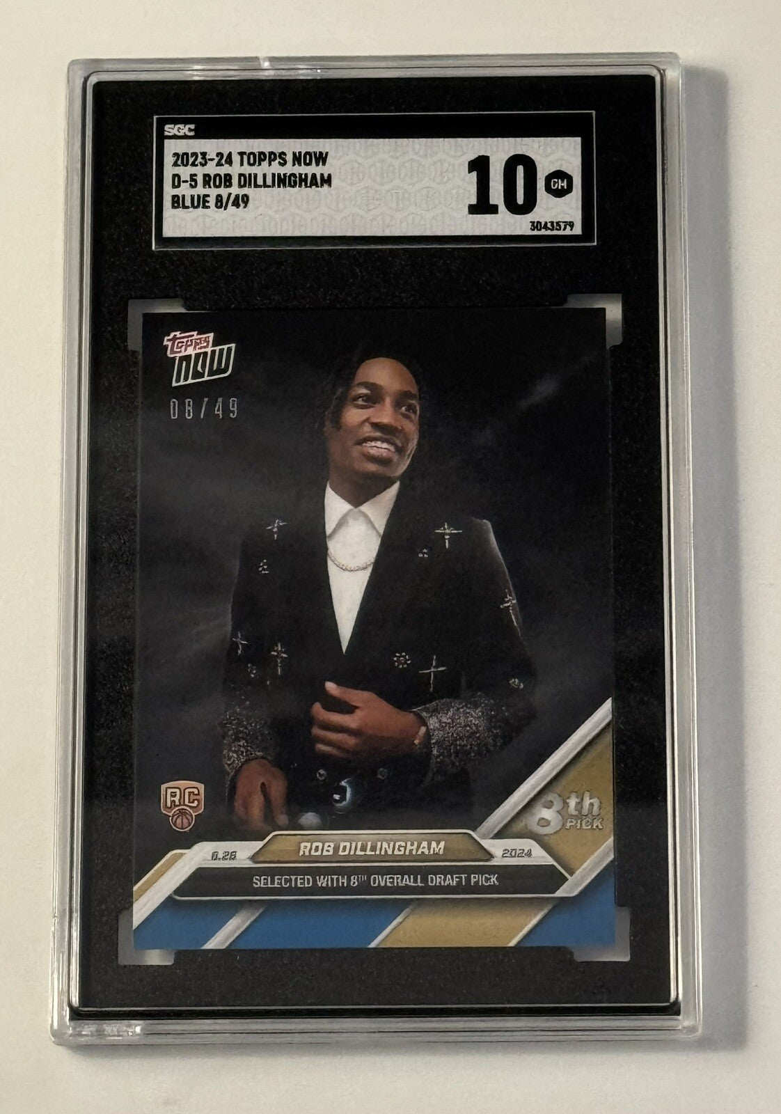 8/49* Rob Dillingham RC* - 2024 TOPPS NOW Basketball #D5 8th Pick TWolves SGC 10