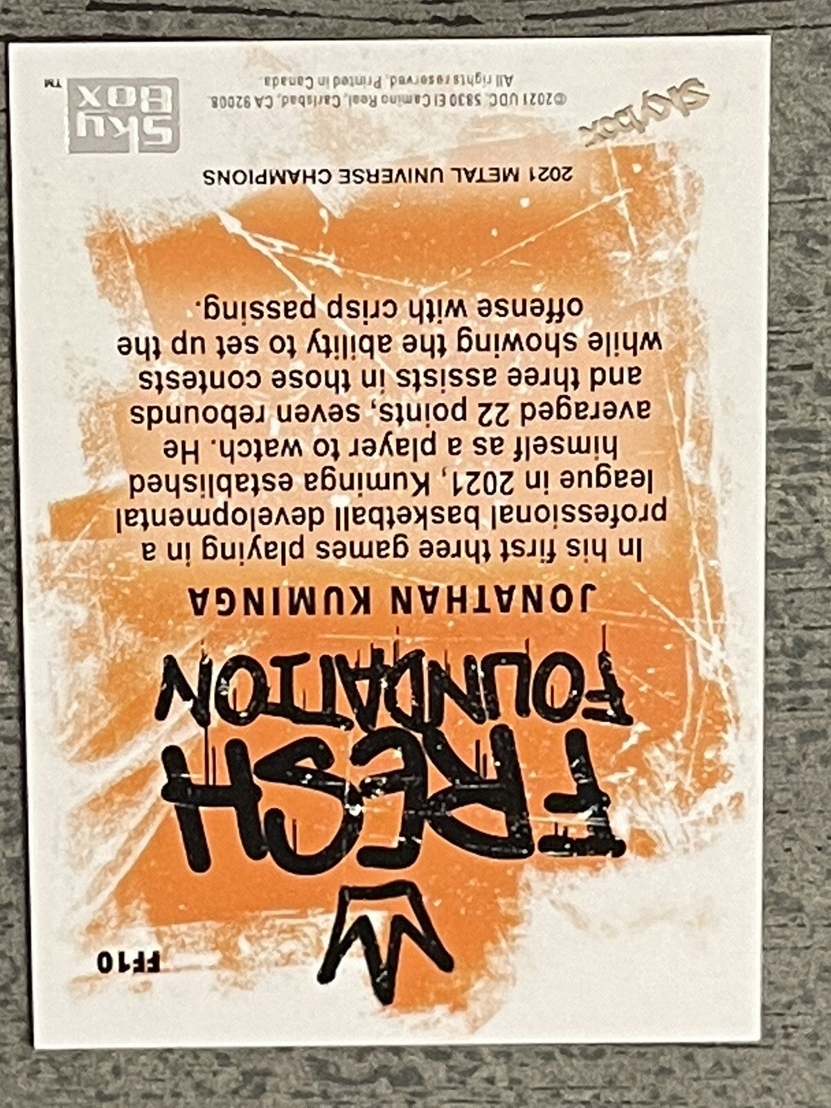 JONATHAN KUMINGA 2021 SKYBOX METAL UNIVERSE CHAMPIONS FRESH FOUNDATION COPPER.