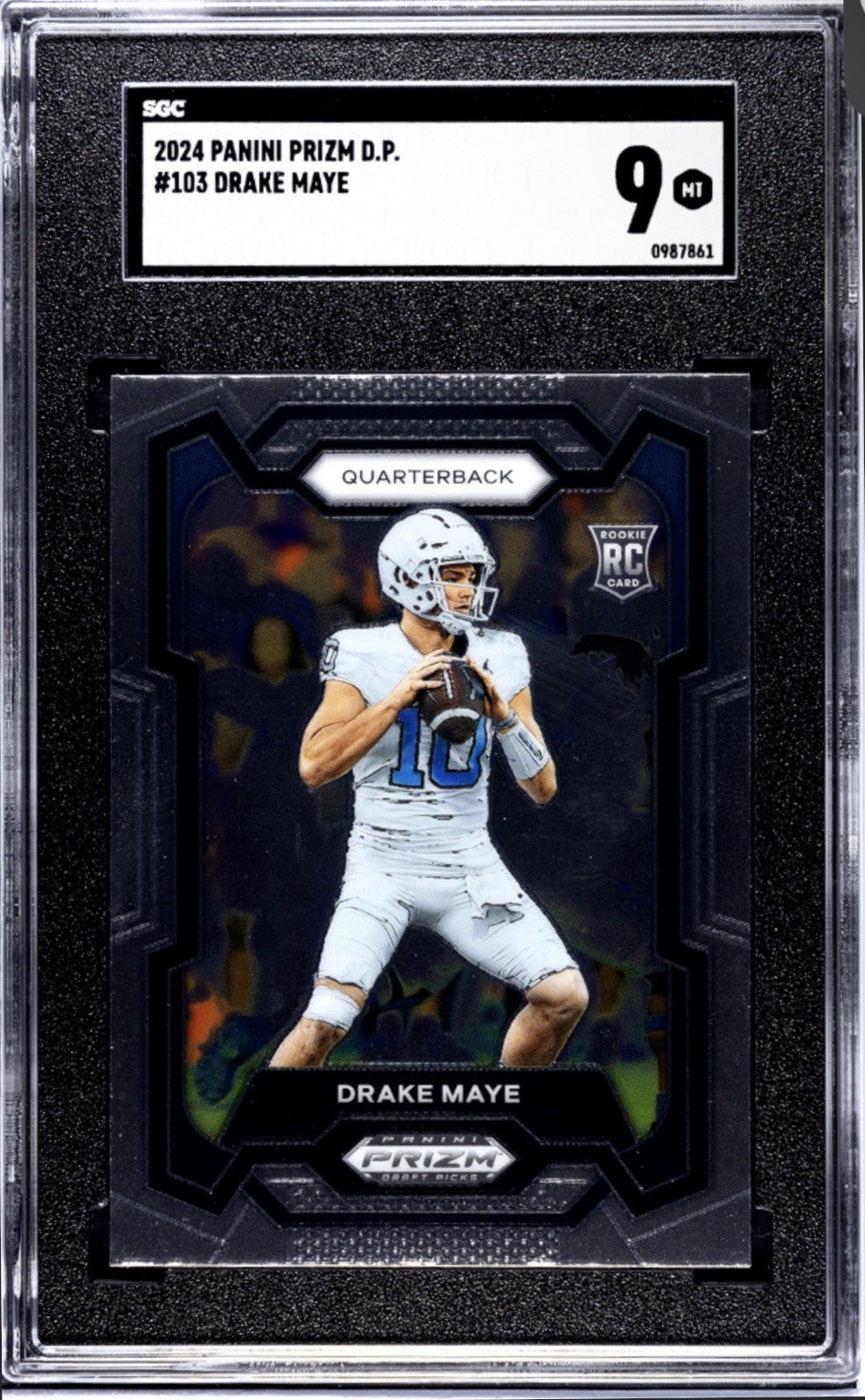 2024 Panini Prizm D.P. Red Ice Prizm Drake Maye RC Card #103 NFL Patriots SGC 9*