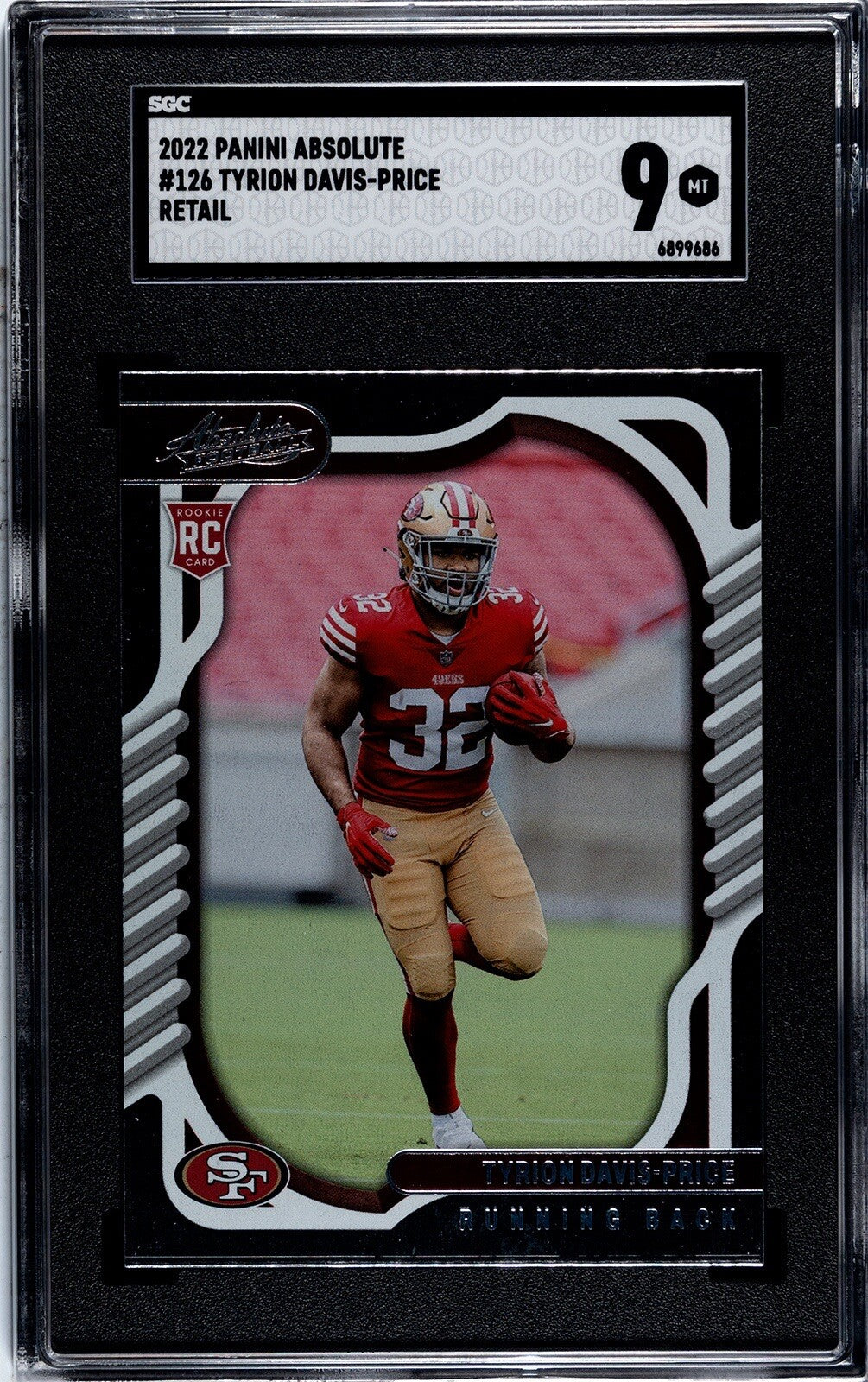 2022 Absolute Football Tyrion Davis-Price RC Red Card #126 NFL SF 49’ers - SGC 9