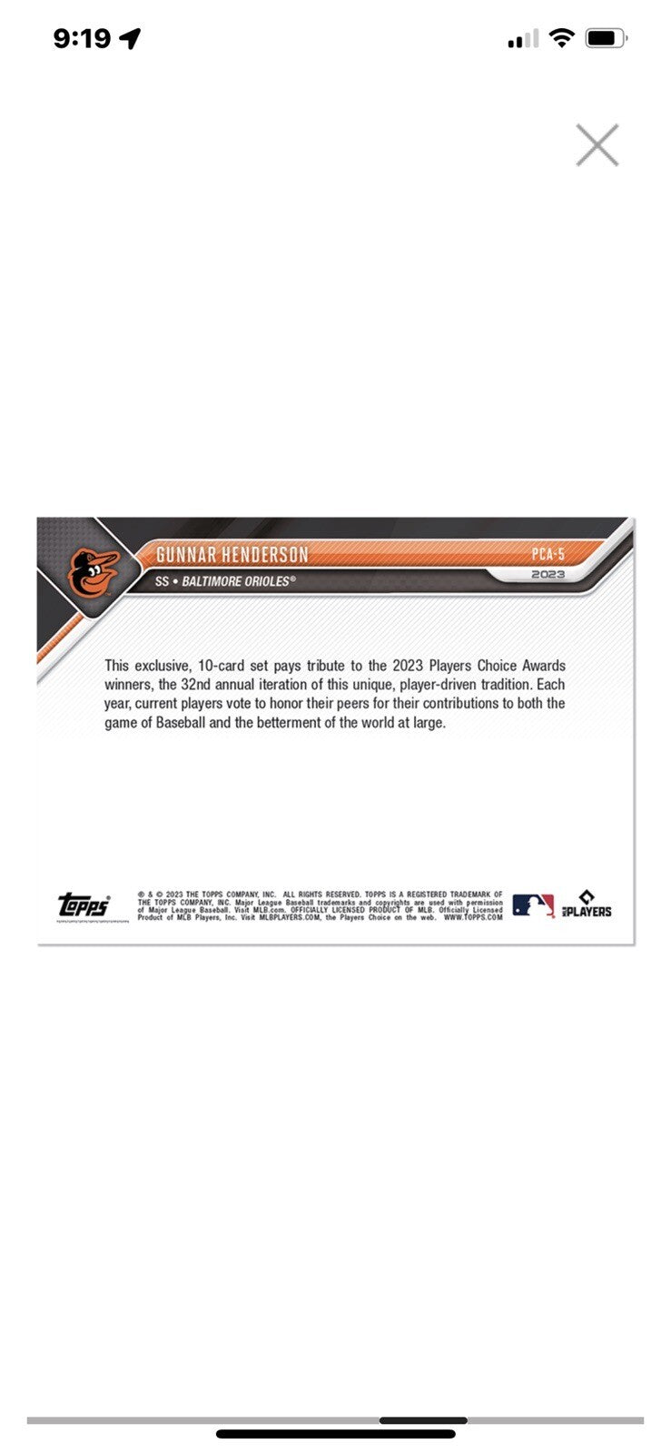 2023 MLB TOPPS NOW Players Choice Awards 10 Card Set Carroll RC Gunnar RC Ohtani