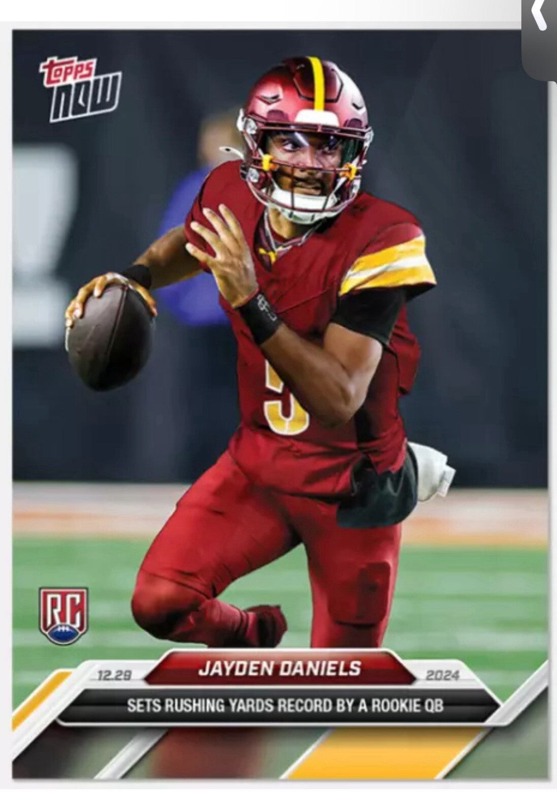 2024 Topps Now Jayden Daniels RC - NFL Commanders Rookie Rushing Record Card #19