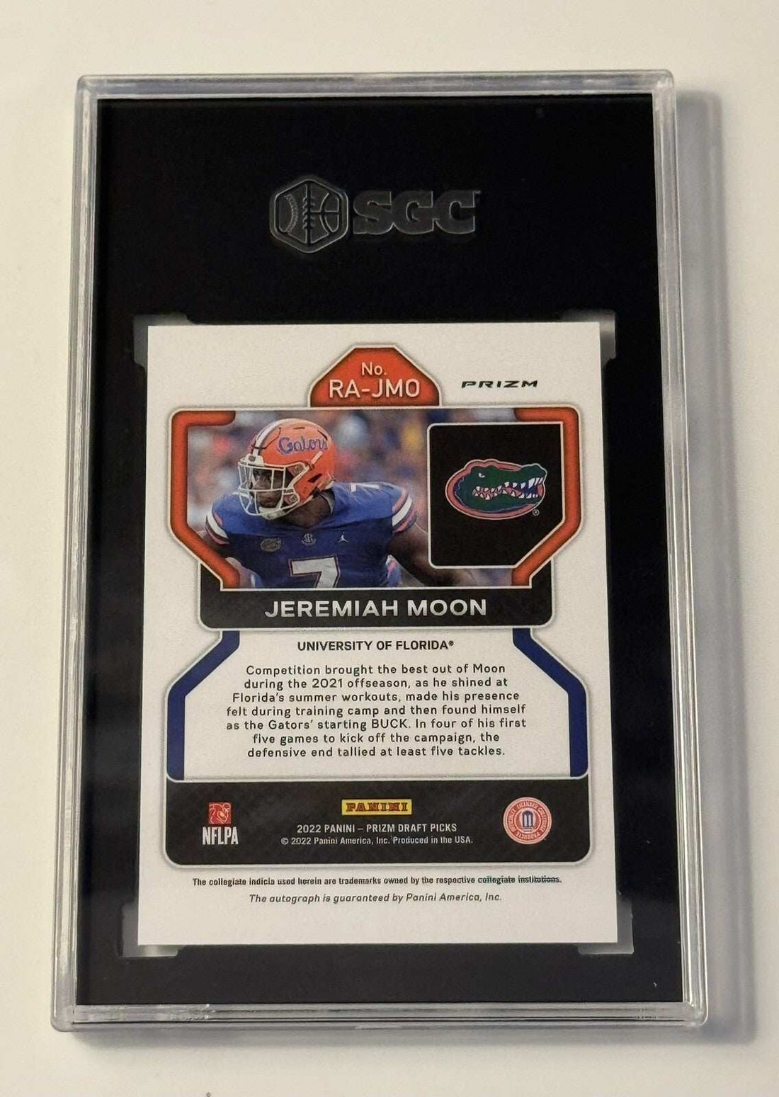 Jeremiah Moon RC Auto 2023 Prizm Draft Picks Silver Prizm graded 9.5 football card with autograph in protective case