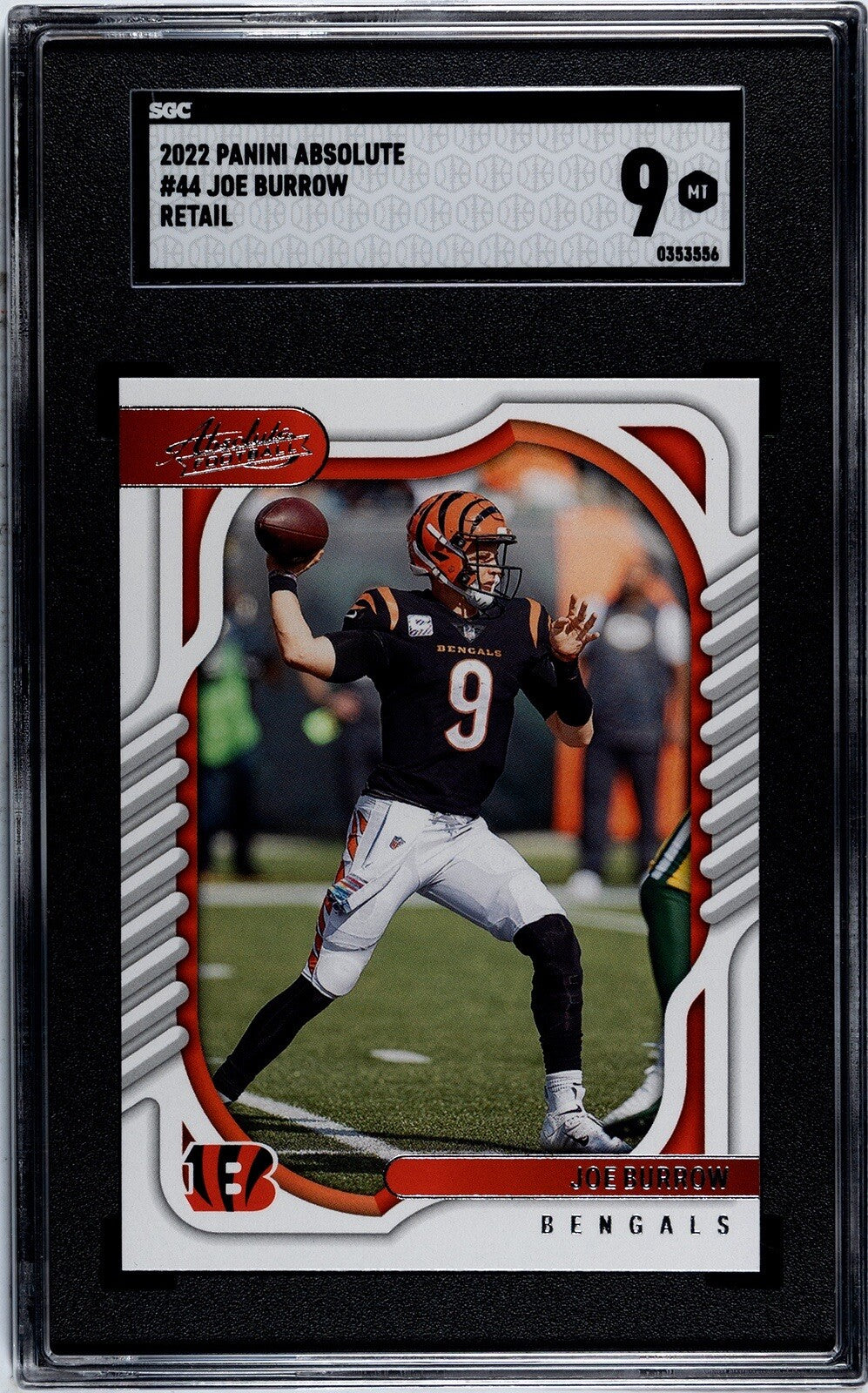 Joe Burrow* - 2022 Panini Absolute Football - NFL Cincinnati Bengals QB - SGC 9*