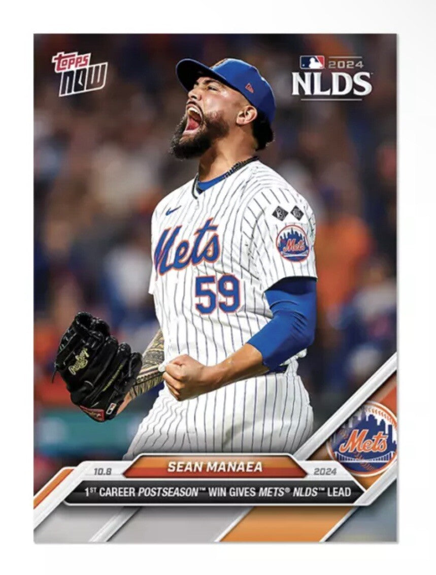 Sean Manaea* 1st Postseason Win Mets 2024 MLB Topps NOW NY Mets Card 814 IN HAND