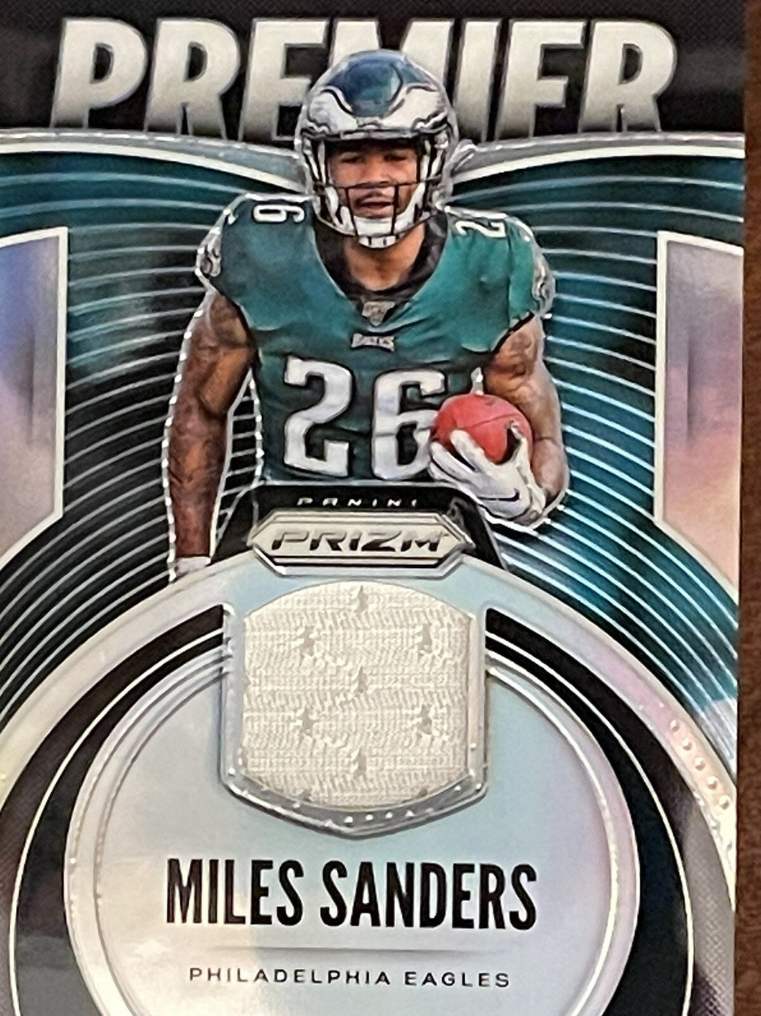 2019 Panini Prizm PJ-MSA Miles Sanders Premier Jerseys Rookie Patch Silver Prizm