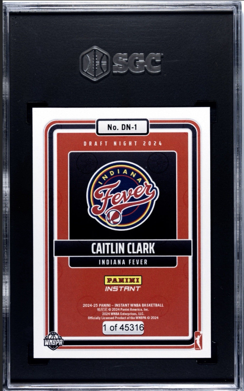 2024-25 Panini Instant WNBA Caitlin Clark Draft Night Rookie #DN-1 Fever - SGC 9