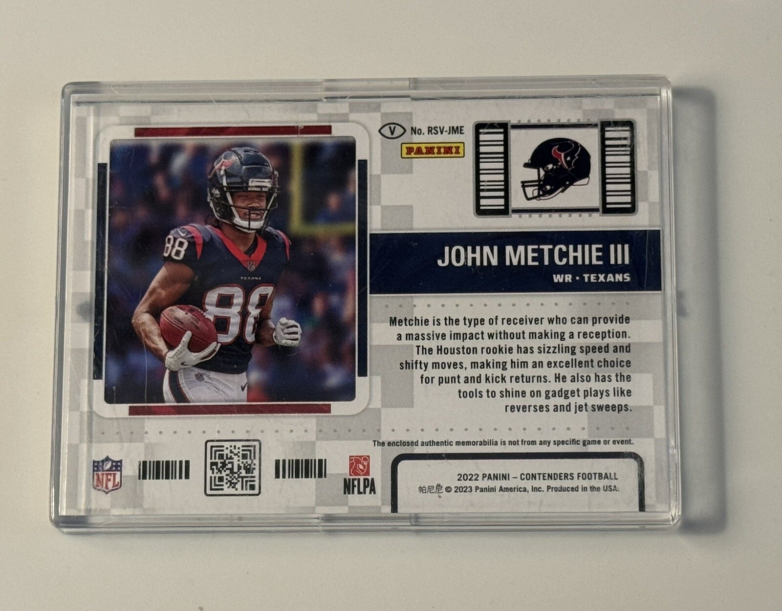 2022 Panini Contenders Season Ticket John Metchie III RC NFL Texans Card RSE-JME
