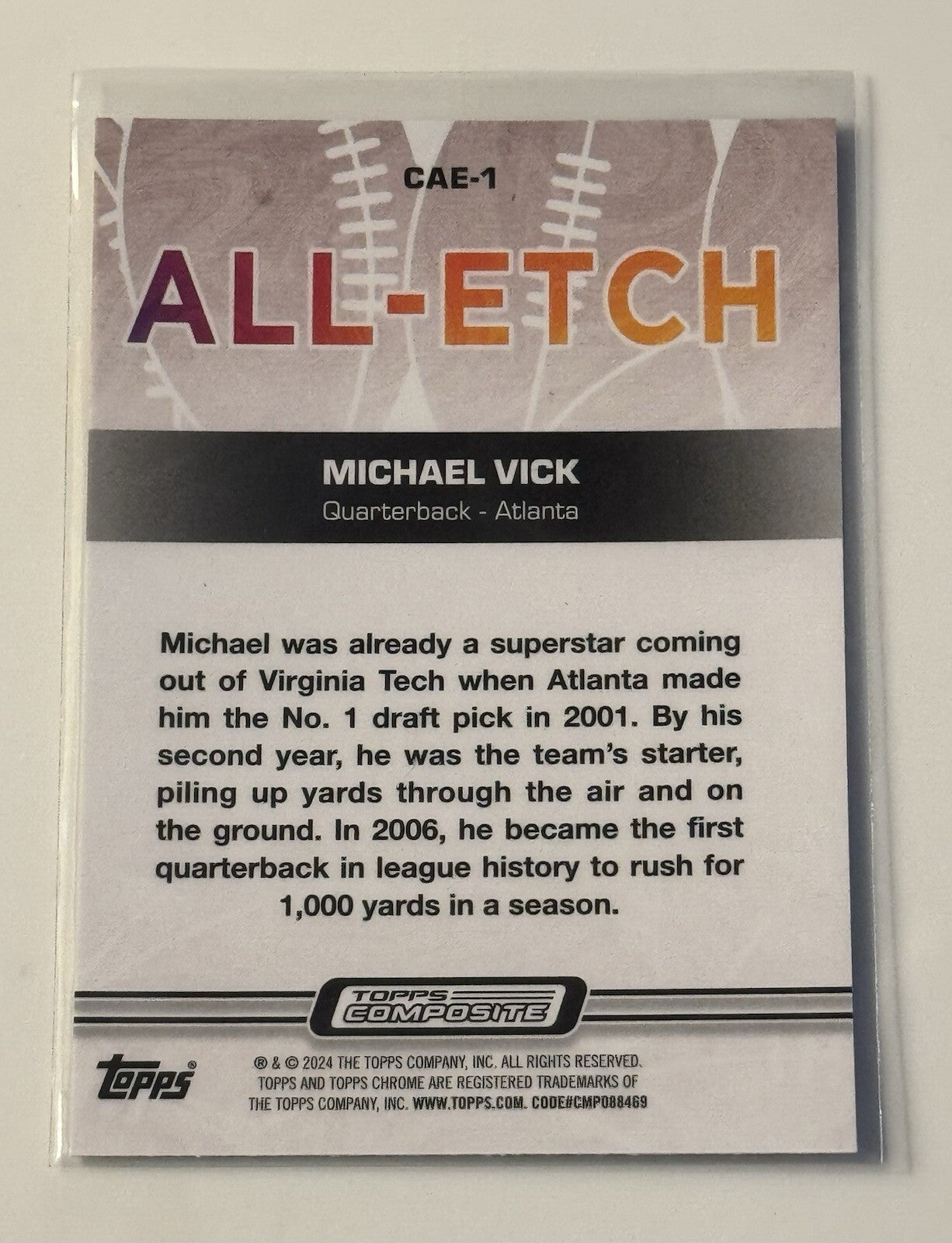 2024 Topps Composite Michael Vick Card CAE-1 Chrome All-Etch MLB Atlanta Falcons