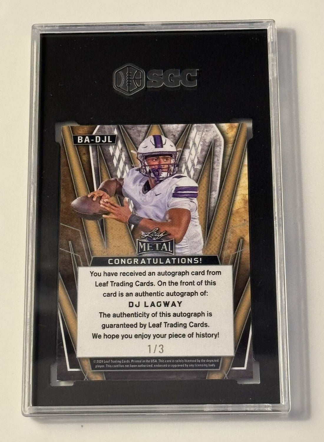 2024 Leaf DJ Lagway autographed rookie card Orange Mojo Gators SGC 9.5 graded rare football trading card