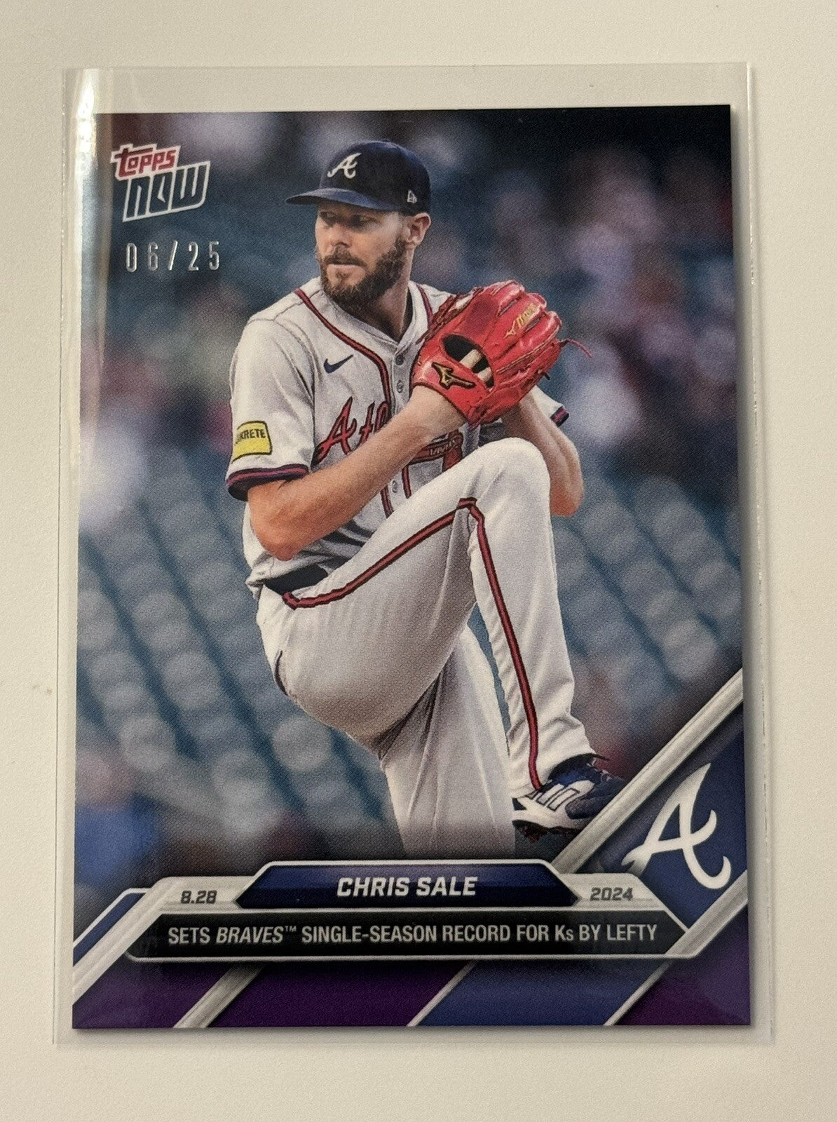 6/25* Chris Sale Braves K Record By Lefty 2024 MLB TOPPS NOW Card 608 Braves CY?