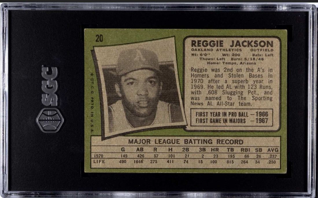 1971 Topps Reggie Jackson Oakland Athletics baseball card SGC 5 EX slabbed collectible