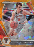 Mac McClung 2021 Prizm Draft Picks Orange Cracked Ice RC basketball card
