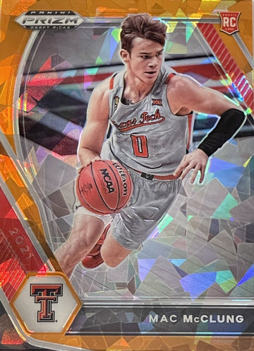 Mac McClung 2021 Prizm Draft Picks Orange Cracked Ice RC basketball card