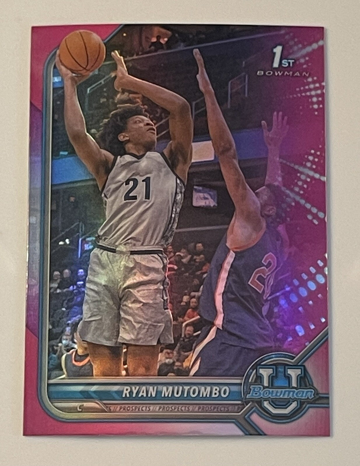 2021-2022 BOWMAN CHROME PINK REFRACTORS 1ST RC RYAN MUTOMBO ROOKIE NCAA HOYAS