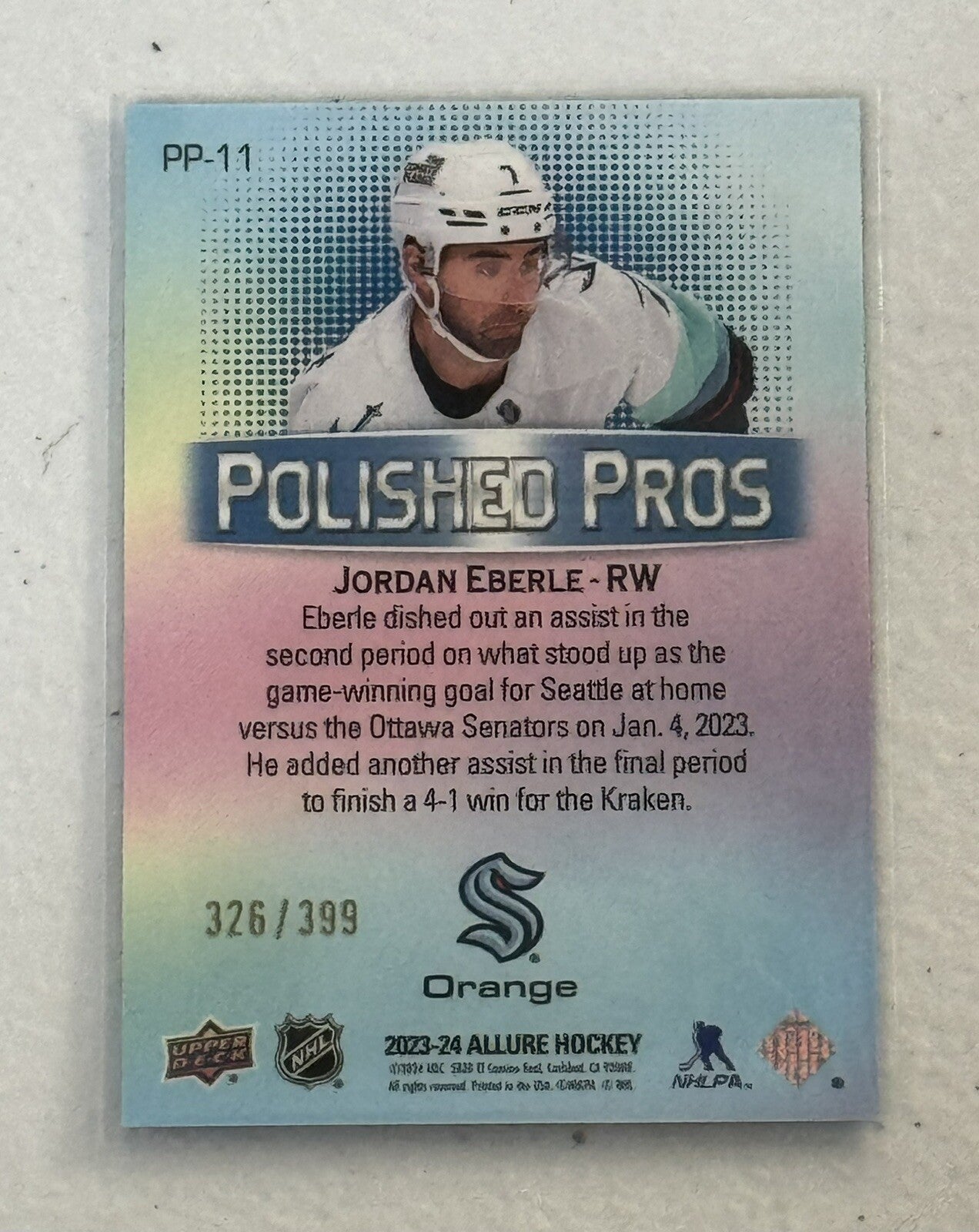 326/399* Jordan Eberle 2023-24 UD NHL Allure Hockey Polished Pros - Cracked Ice*