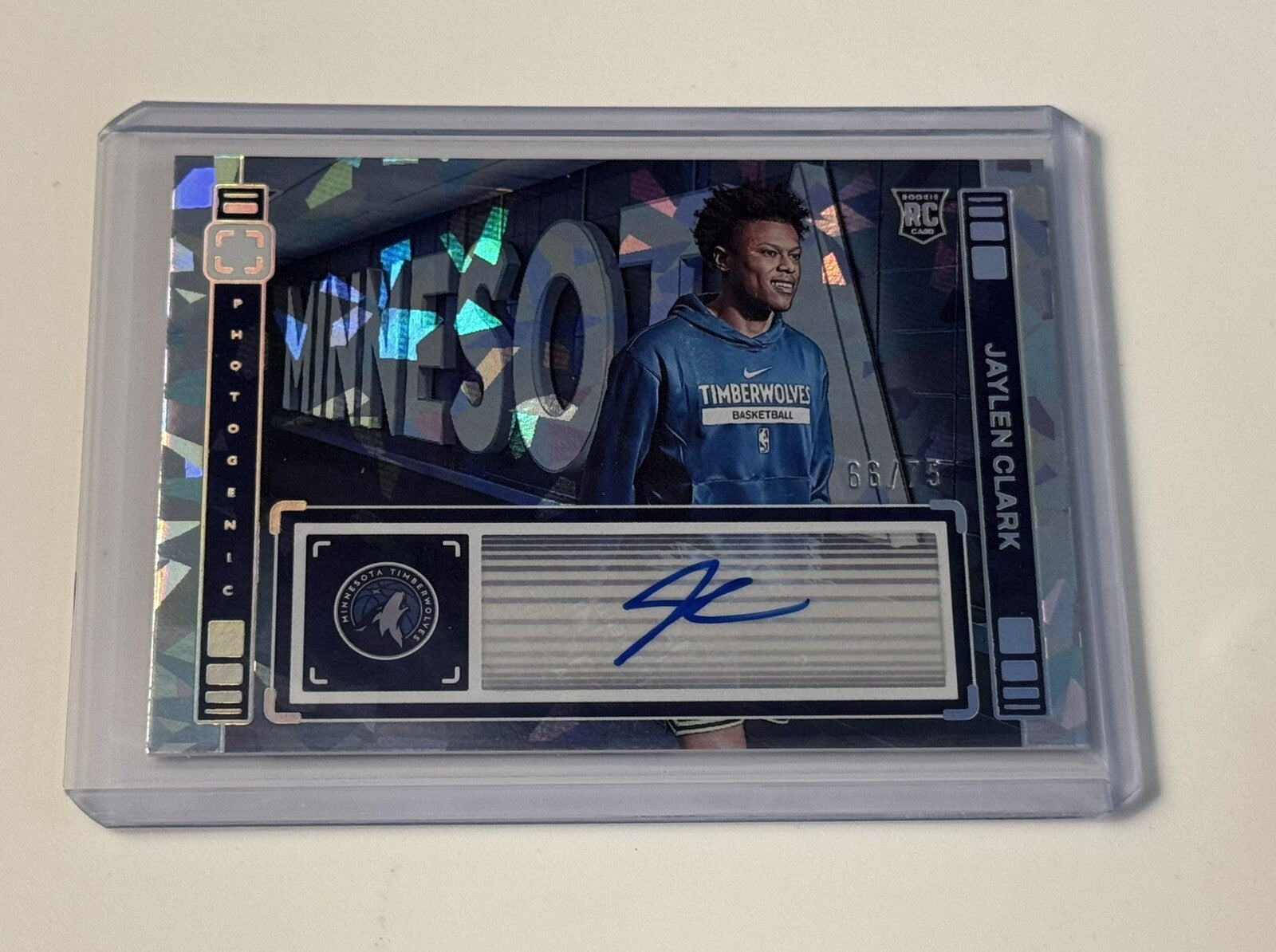 2023-24 Panini Photogenic 66/75 Jaylen Clark RC* Autograph* - NBA TWolves Rookie