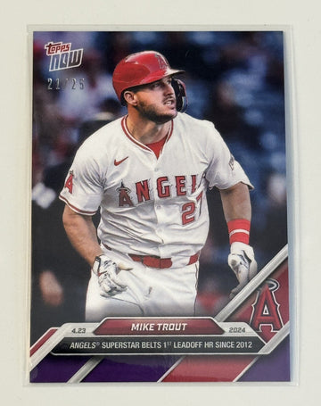 21/25 Mike Trout* Leadoff HR Since 2012 - 2024 MLB TOPPS NOW - MLB LA Angels 115