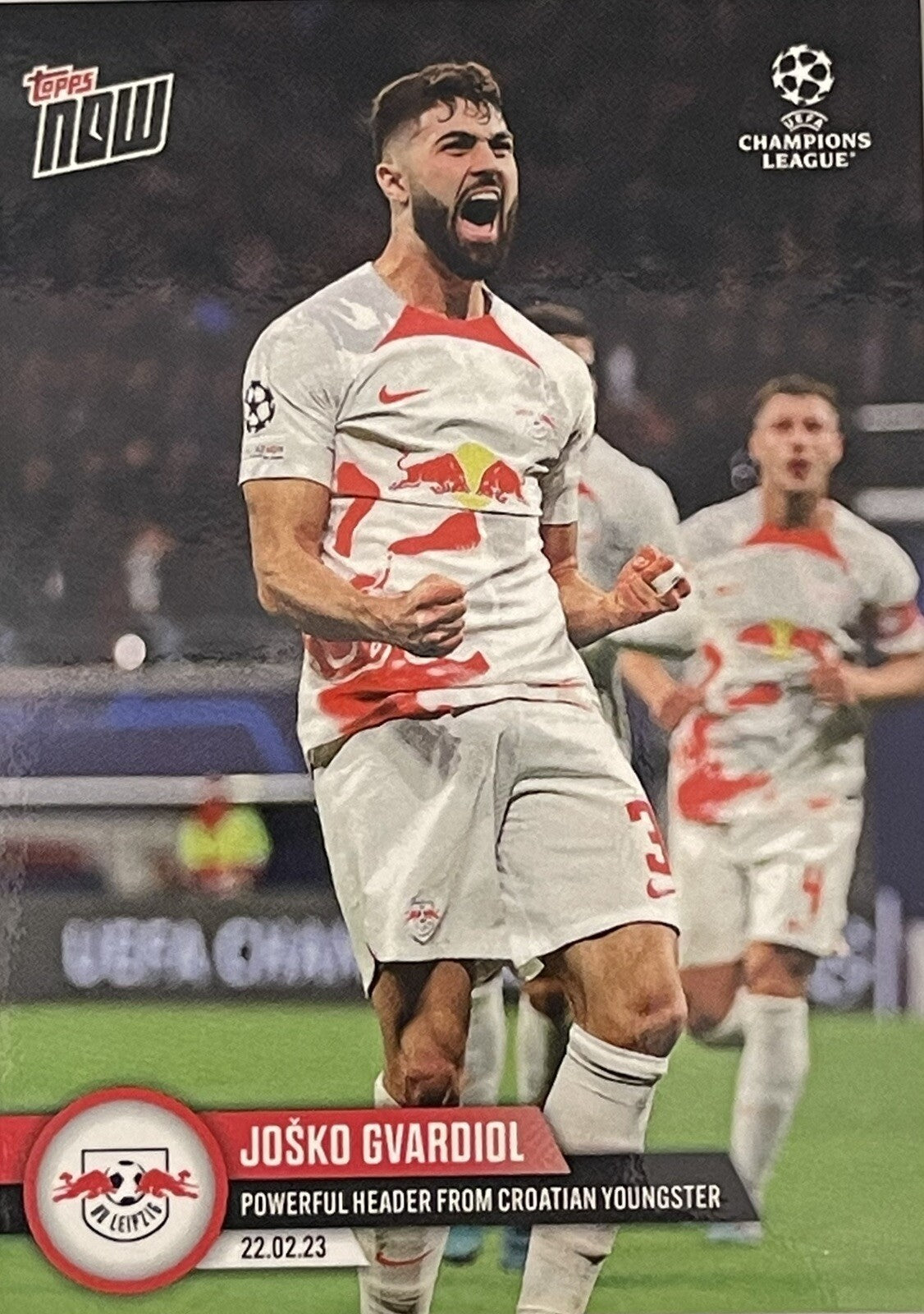 JOSKO GVARDIOL 2023 Topps NOW UCL Card #87 RB Leipzig Scored Header Futbol Card*