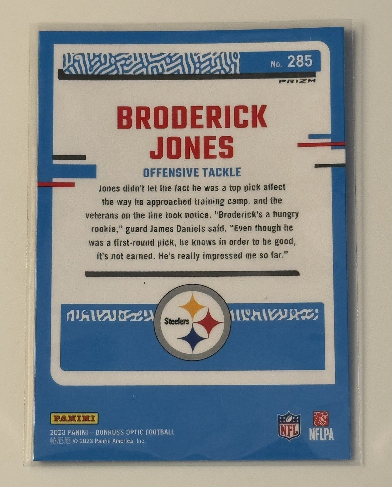 2023 Donruss Optic Broderick Jones Rated RC Gold* Hyper NFL Steelers Rookie #285