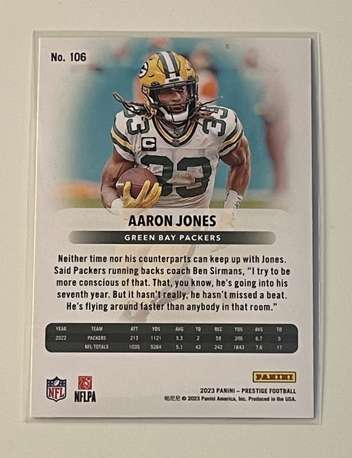 2023 Panini Prestige Football Aaron Jones Card #106 - NFL Green Bay Packers Card
