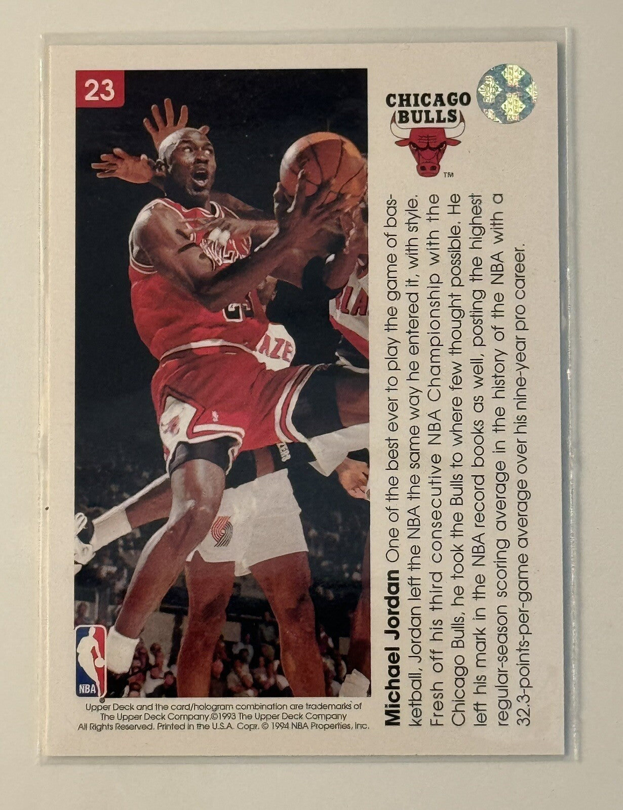 Michael Jordan* Card - 3D UPPER DECK - RARE 90’s SPECIAL 23 JERSEY INSERT BULLS