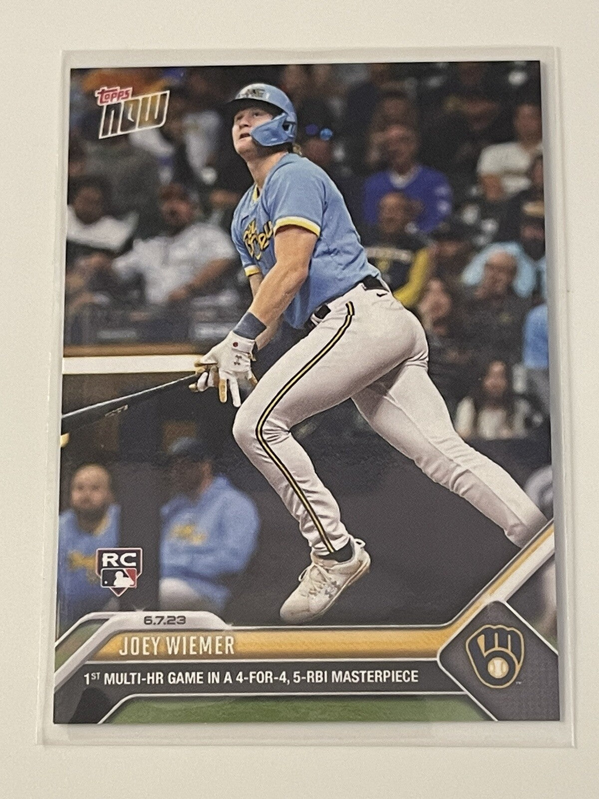 2023 Topps Now Joey Wiemer RC #406 Milwaukee Brewers Multi HR 5 RBI Masterpiece*