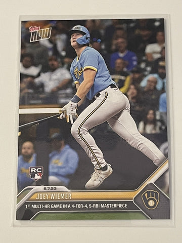 2023 Topps Now Joey Wiemer RC #406 Milwaukee Brewers Multi HR 5 RBI Masterpiece*